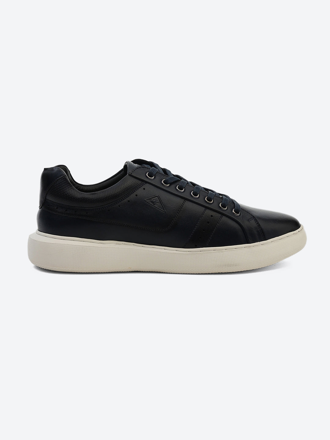 Men Navy Blue Lace Up Genuine Leather Sneaker