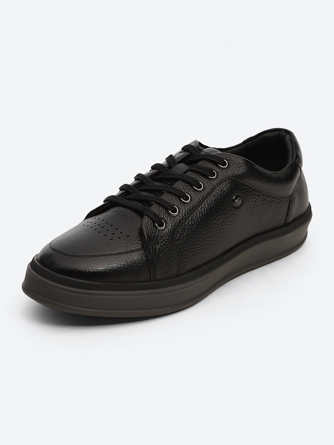 Monte Carlo Black Comfort Low-Top Leather Casual Sneakers for Men