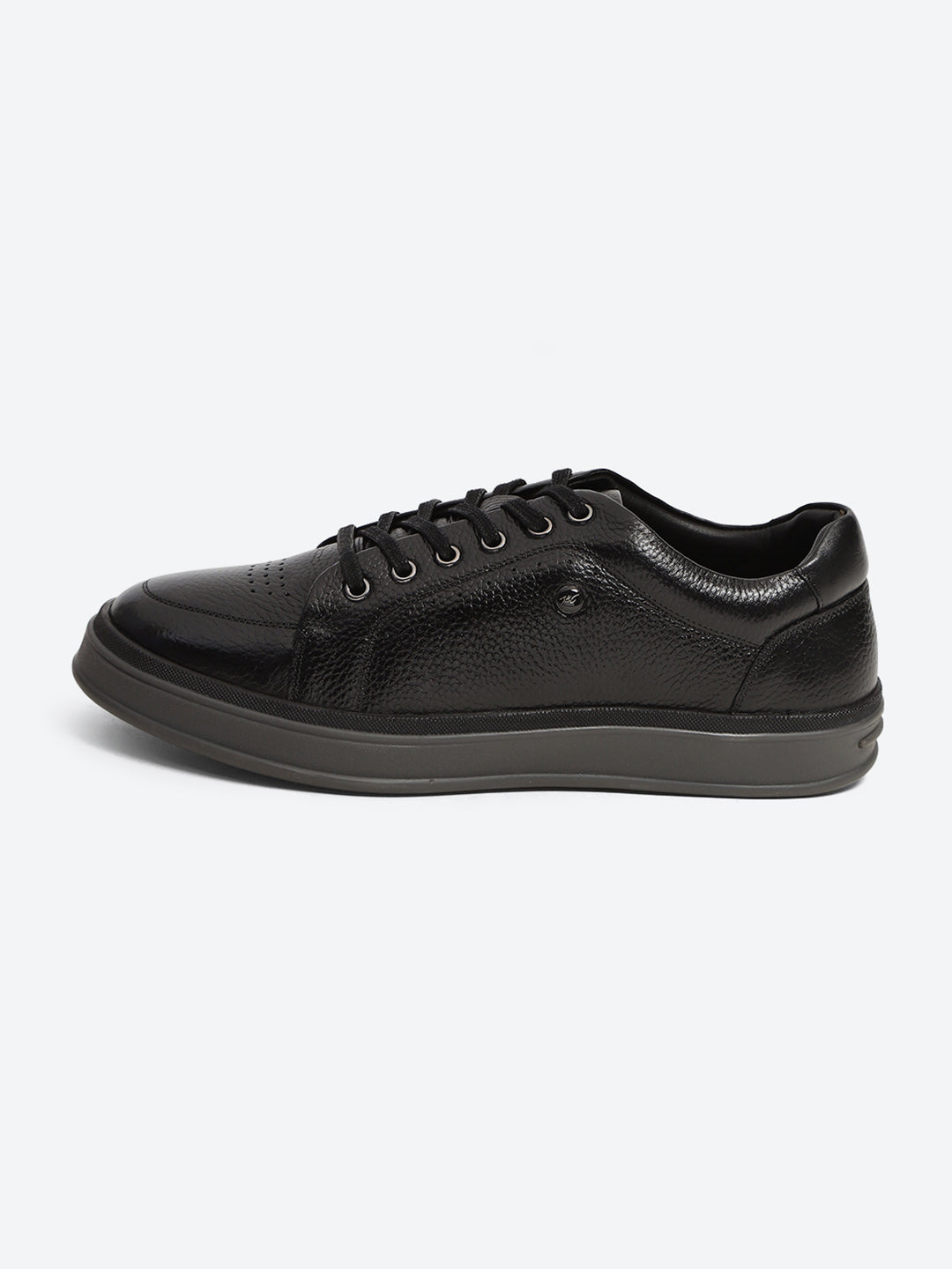 Monte Carlo Black Comfort Low-Top Leather Casual Sneakers for Men