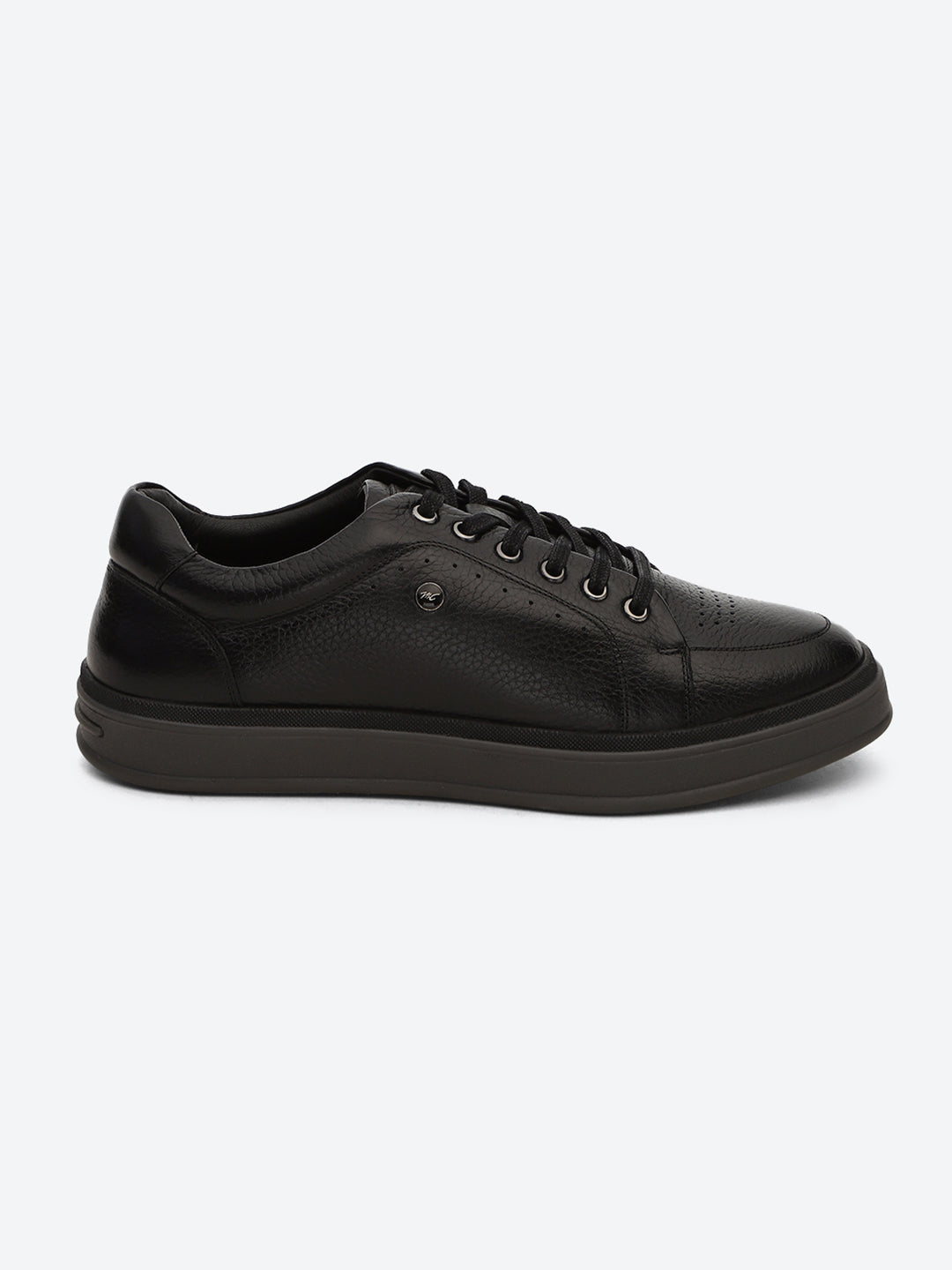Monte Carlo Black Comfort Low-Top Leather Casual Sneakers for Men