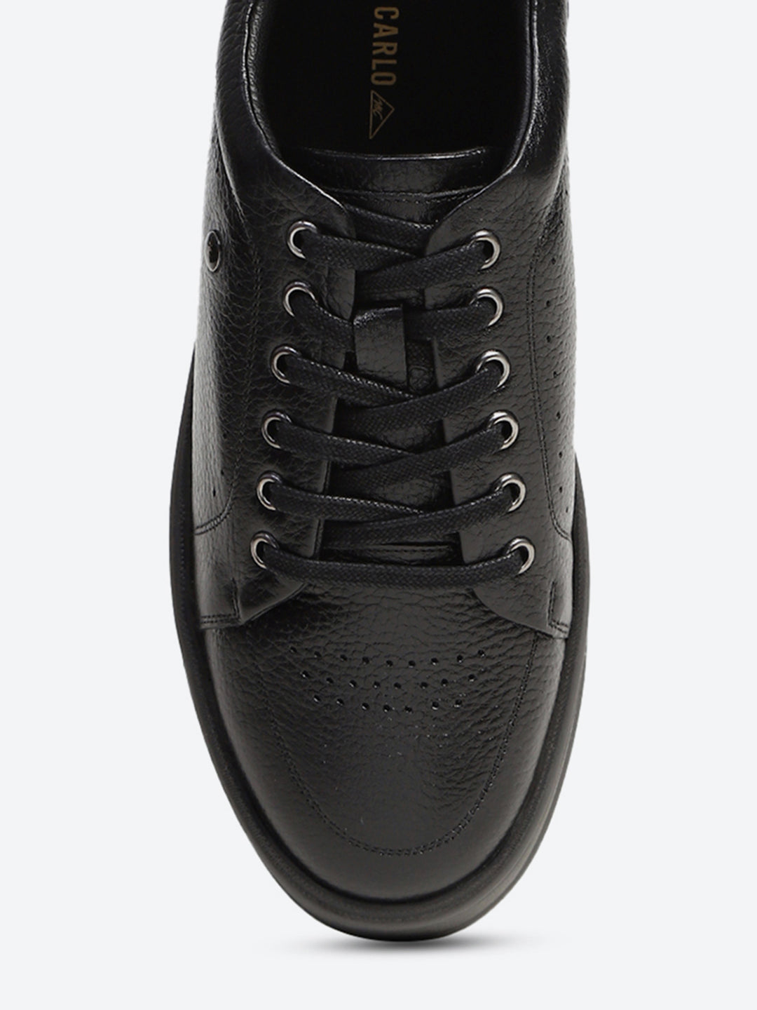 Monte Carlo Black Comfort Low-Top Leather Casual Sneakers for Men