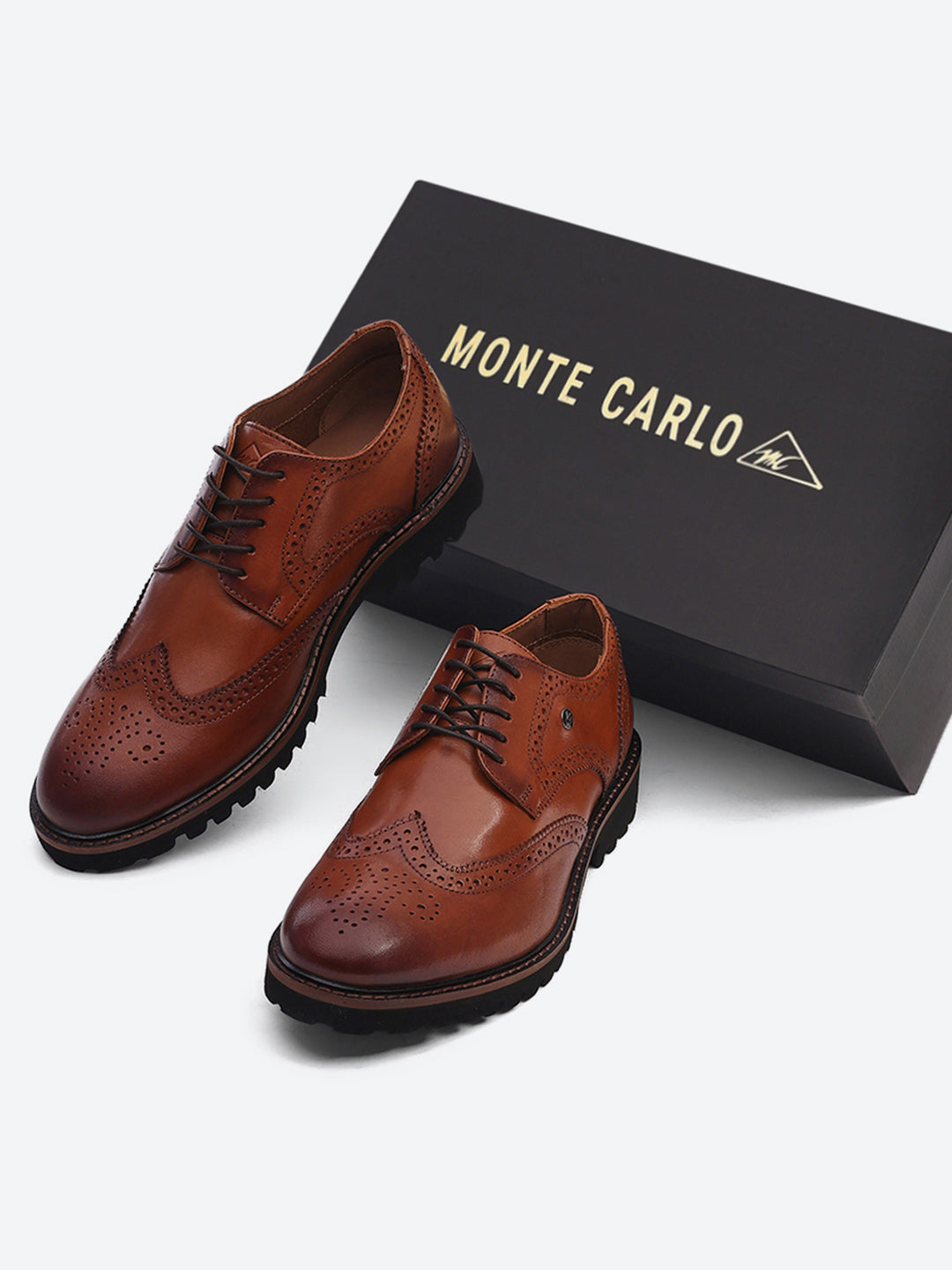Men Brown Lace Up Genuine Leather Formal Brogues