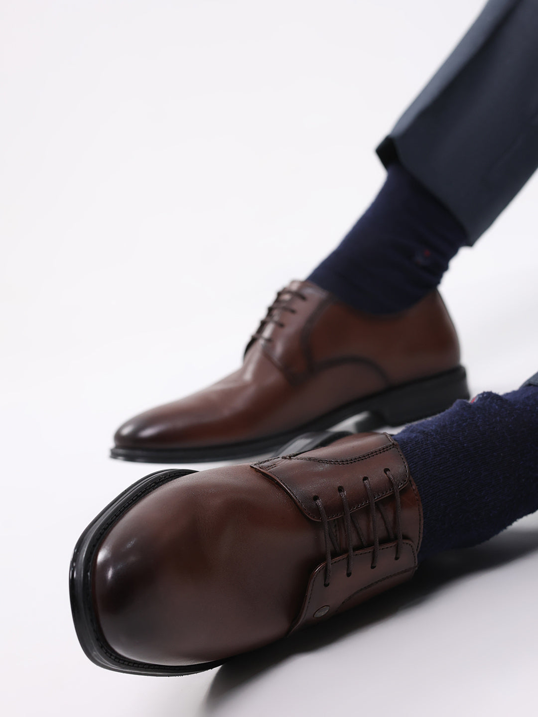 Men Brown Lace Up Genuine Leather Formal Derby