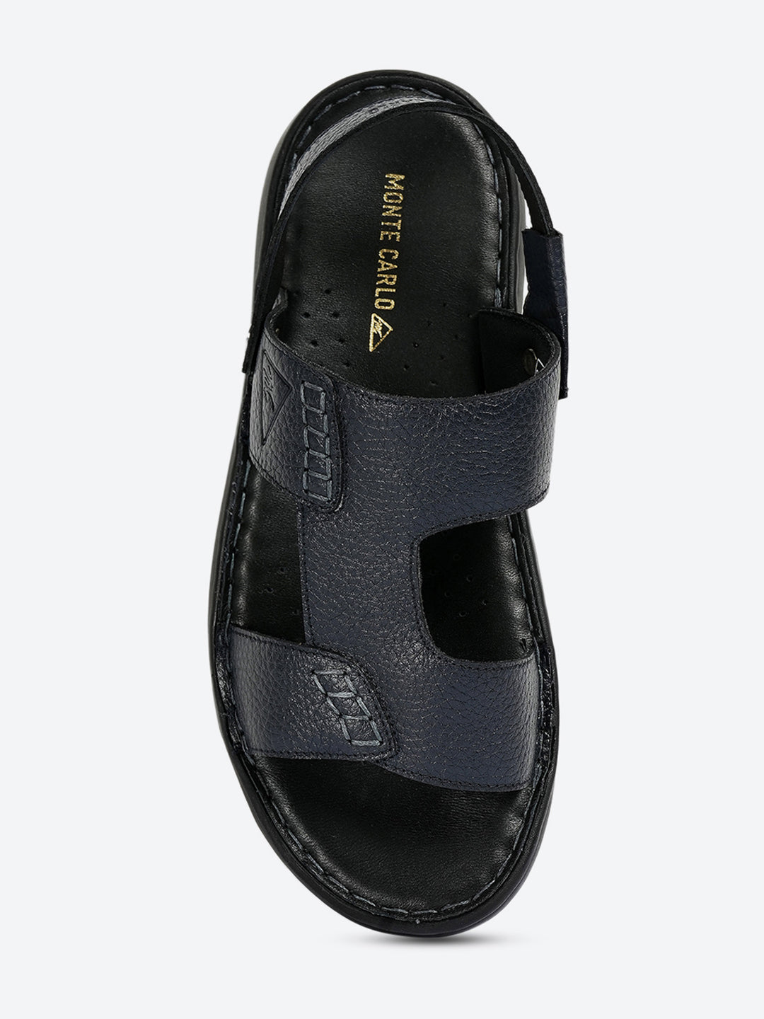 Men Navy Blue Elastic Genuine Leather Sandals