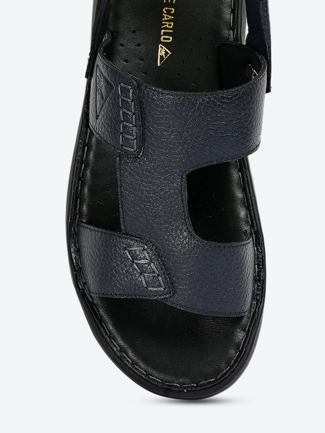 Men Navy Blue Elastic Genuine Leather Sandals
