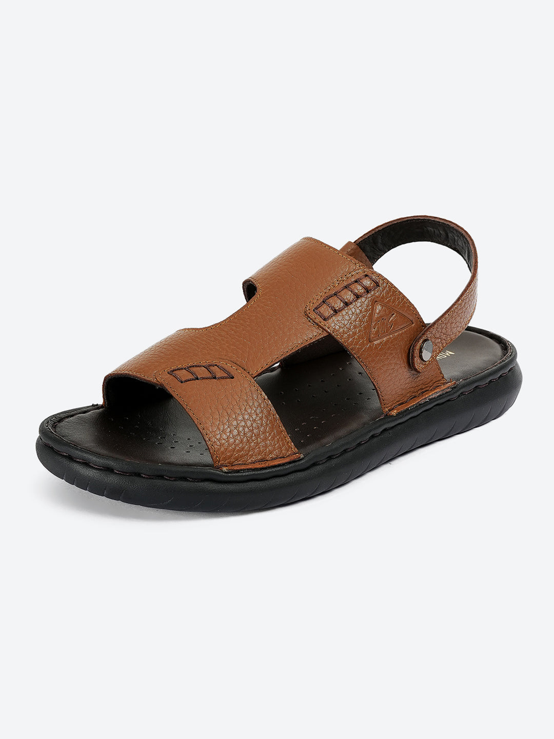 Men Tan Elastic Genuine Leather Sandals