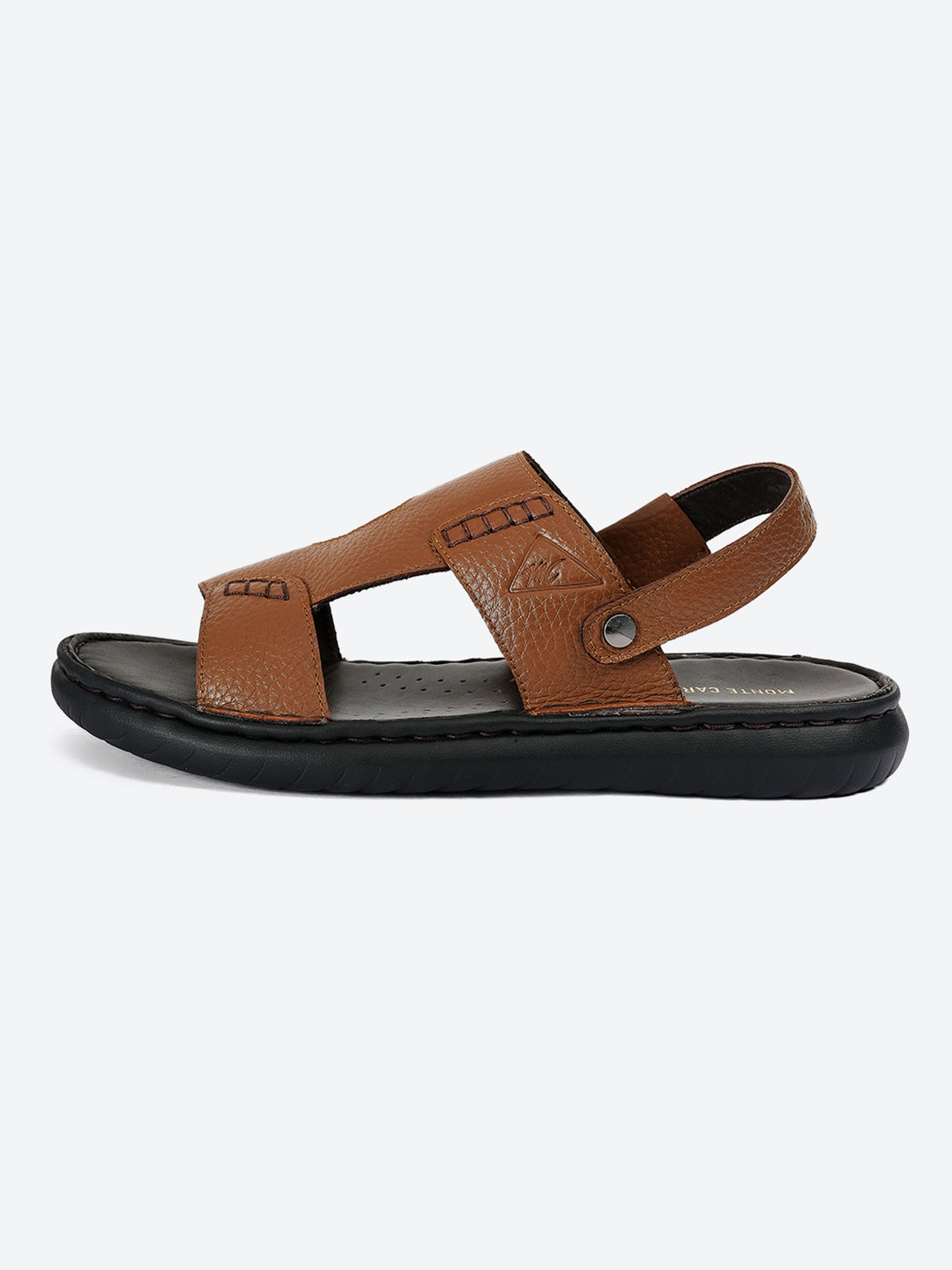 Men Tan Elastic Genuine Leather Sandals