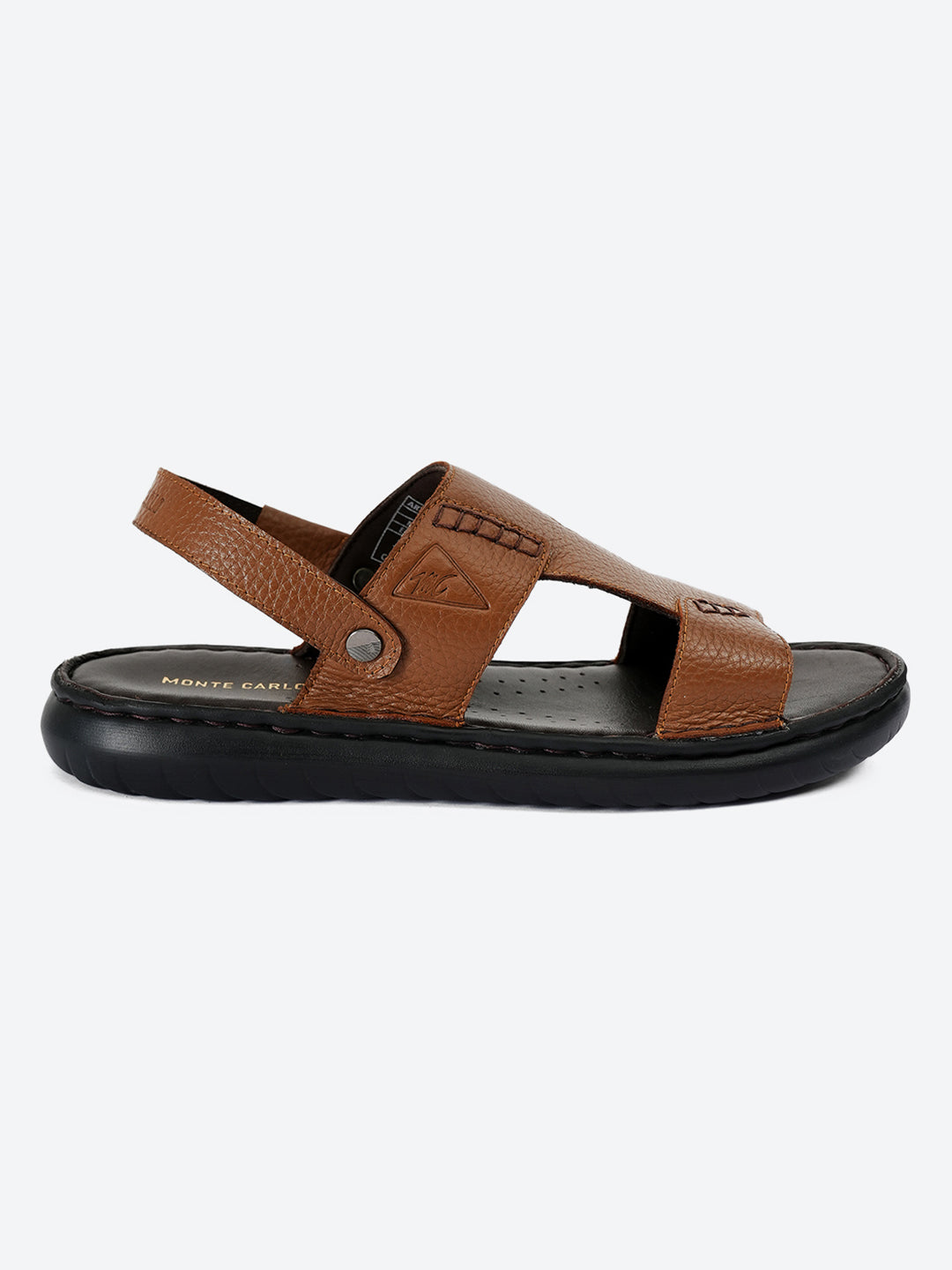 Men Tan Elastic Genuine Leather Sandals