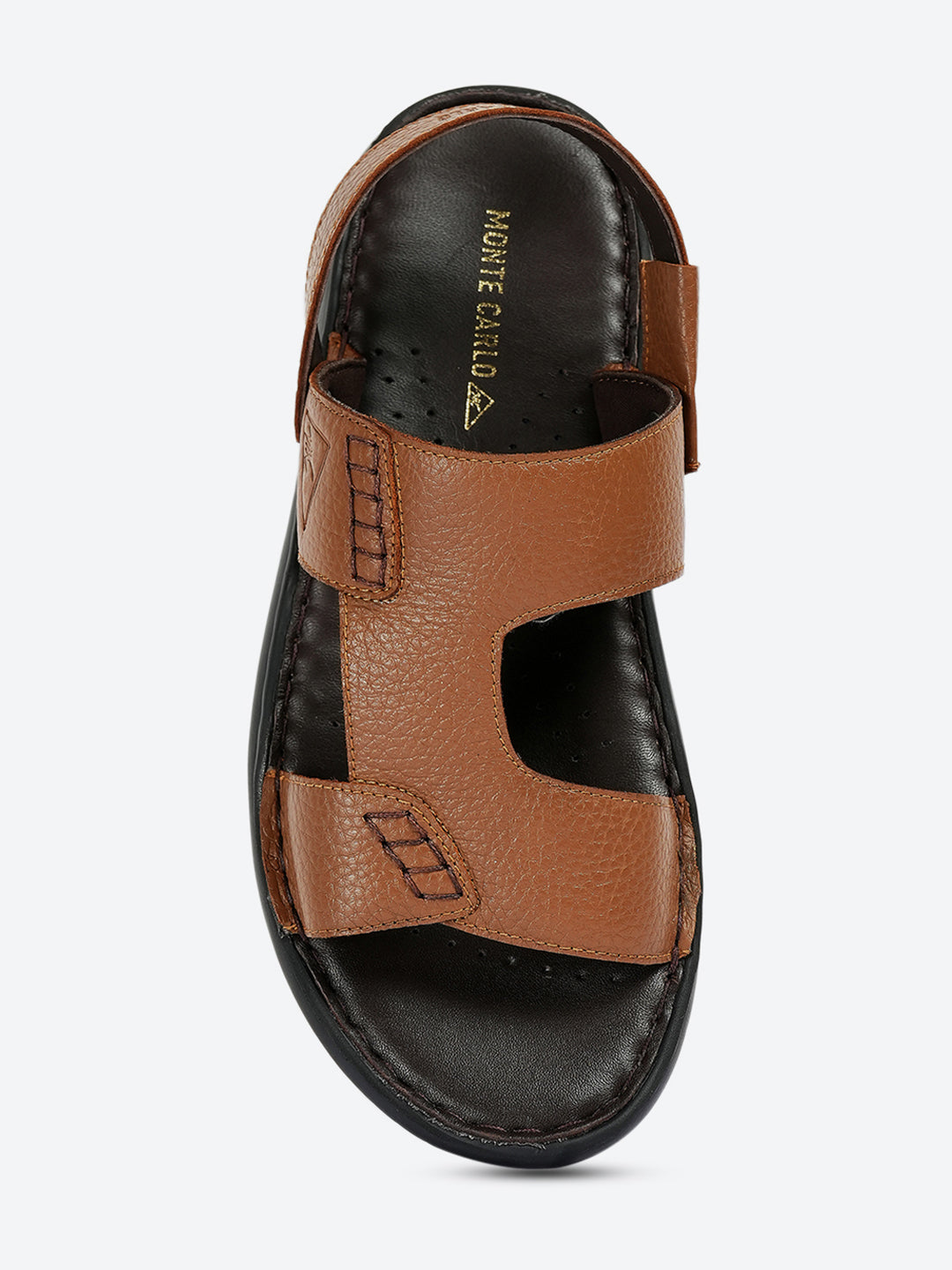 Men Tan Elastic Genuine Leather Sandals