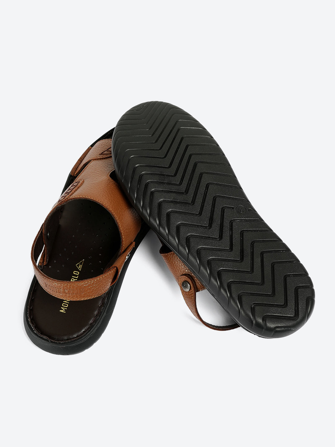 Men Tan Elastic Genuine Leather Sandals