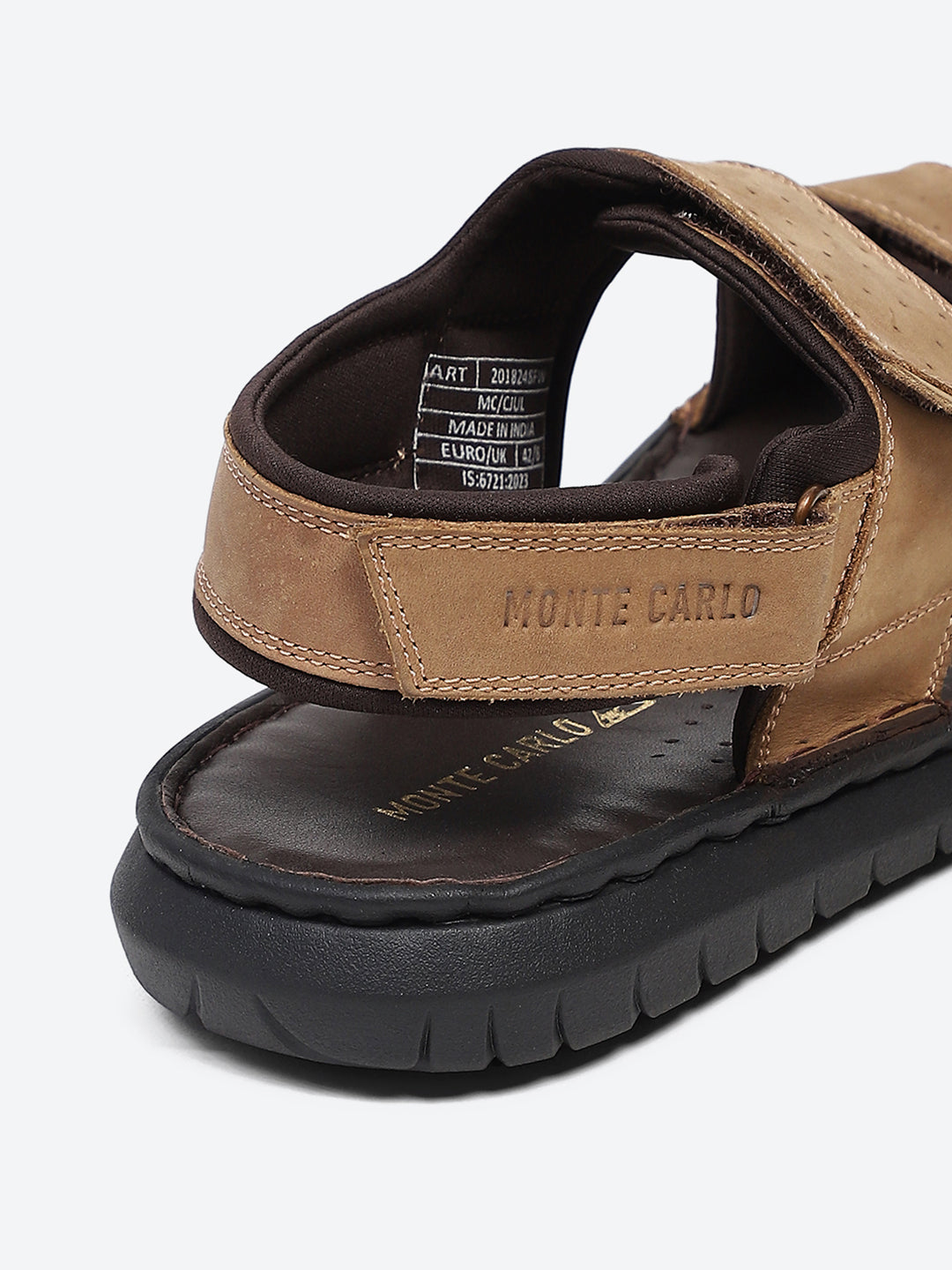 Men Tan Velcro Leather Sandals
