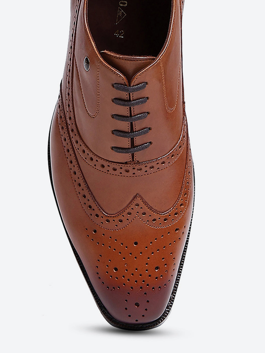 Men Tan Lace Up Leather Formal Brogues
