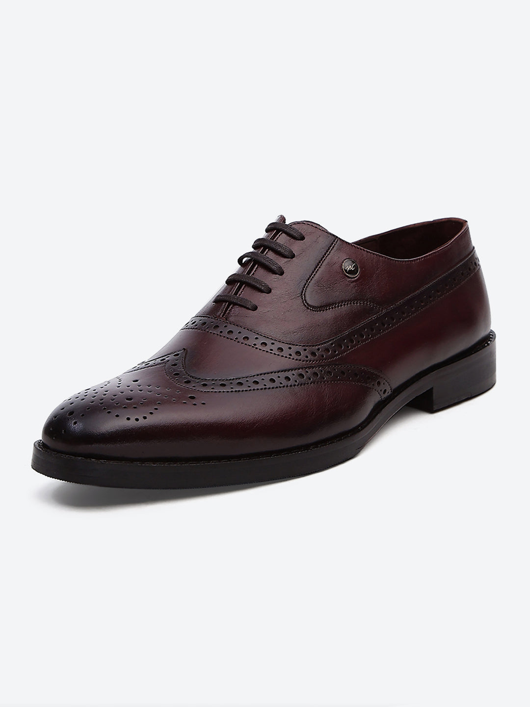 Men Cherry Lace Up Leather Formal Brogues