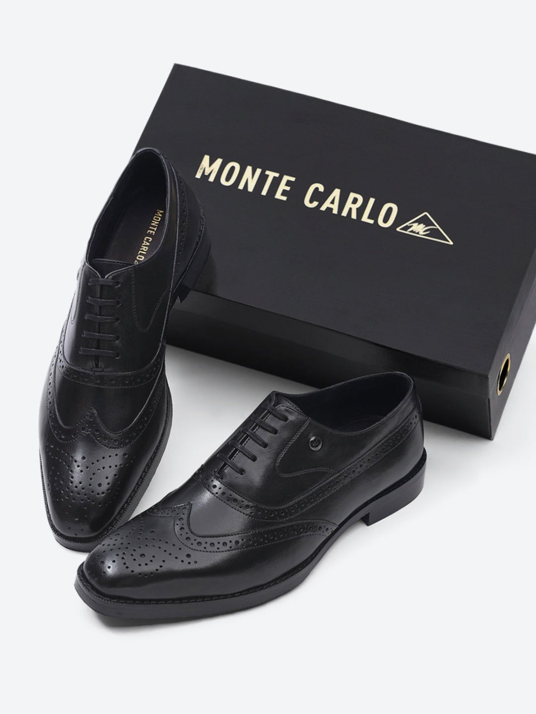 Men Black Lace Up Leather Formal Brogues