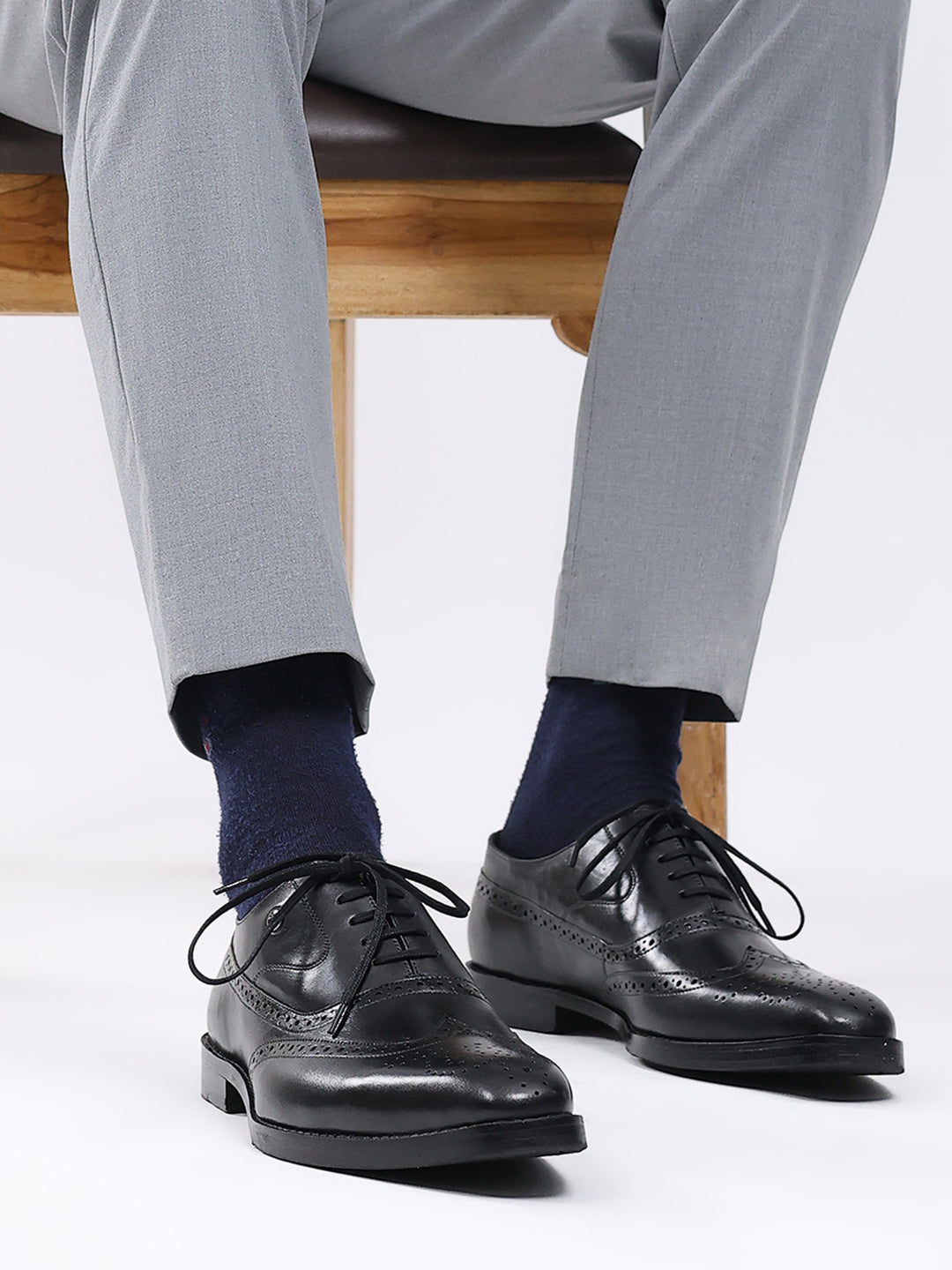 Men Black Lace Up Leather Formal Brogues