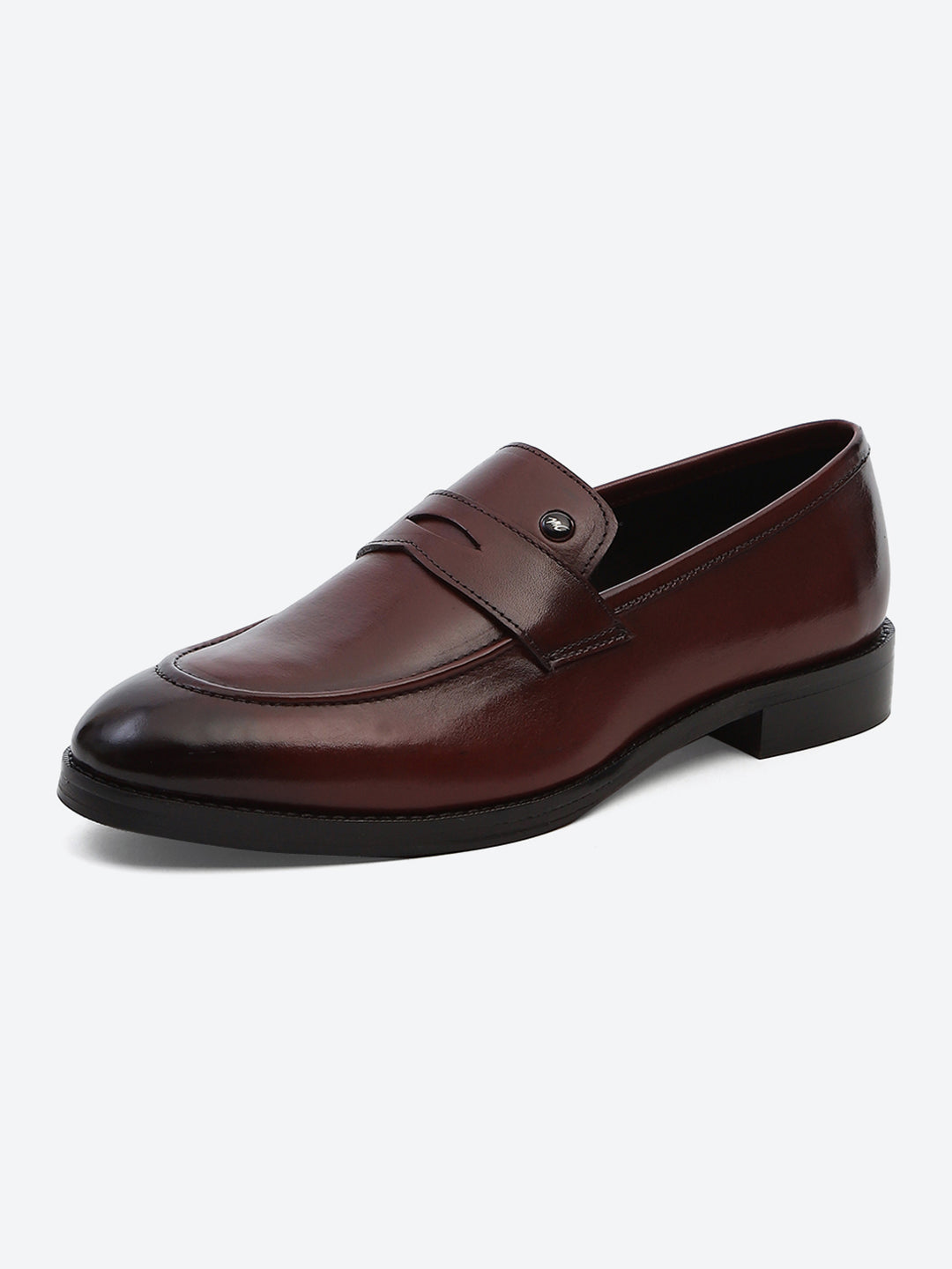Men Cherry Slip on Leather Loafers