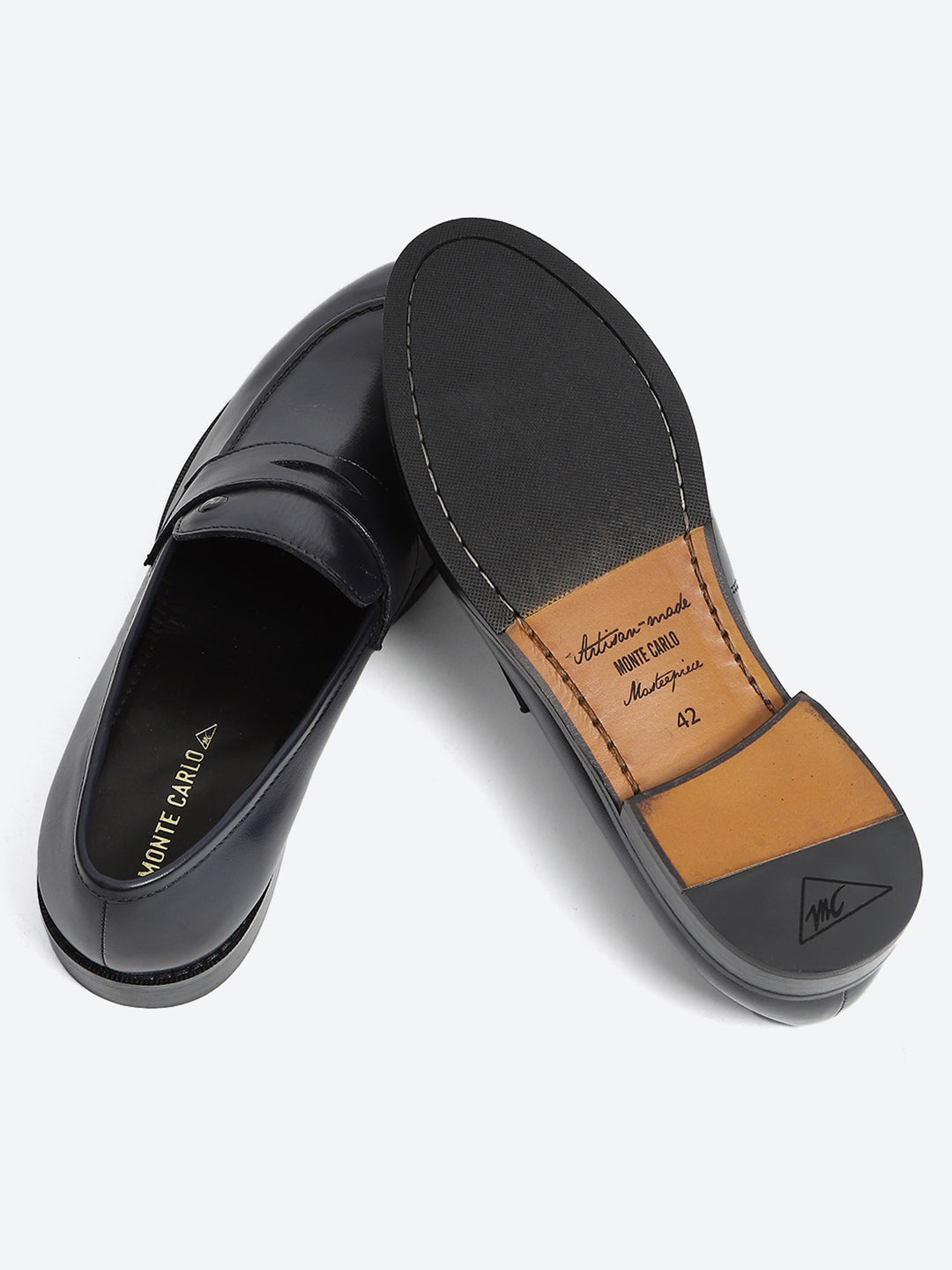 Men Dark Blue Slip on Leather Loafers