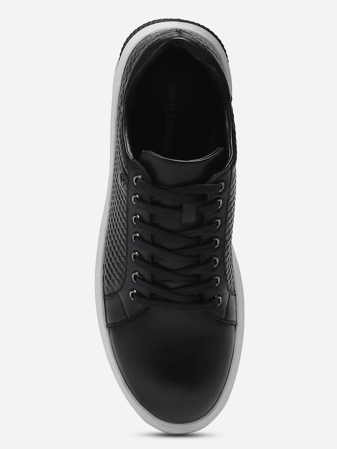 Mens Navy Blue Solid Lace Up Genuine Leather Casual Sneaker