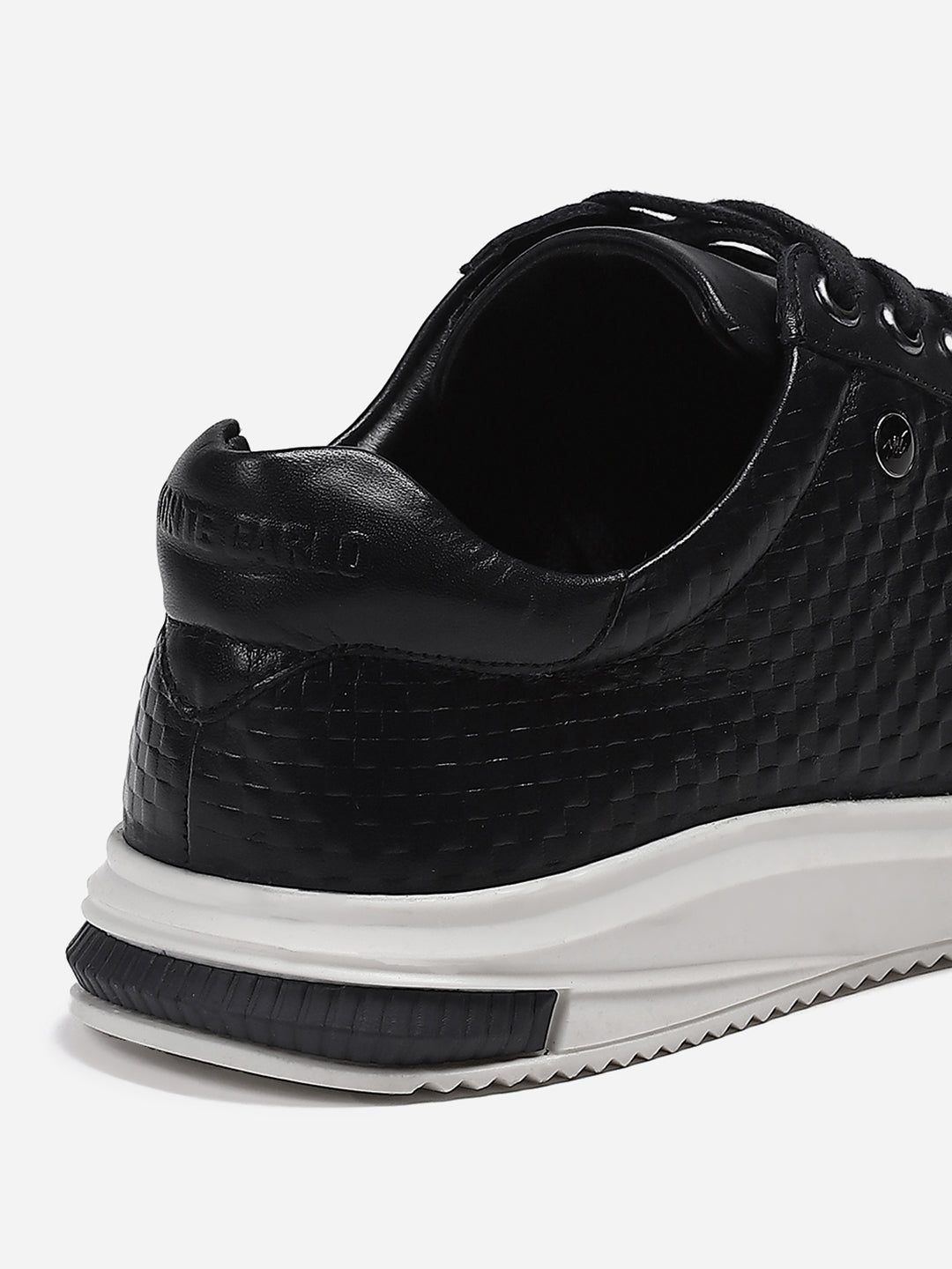 Mens Navy Blue Solid Lace Up Genuine Leather Casual Sneaker