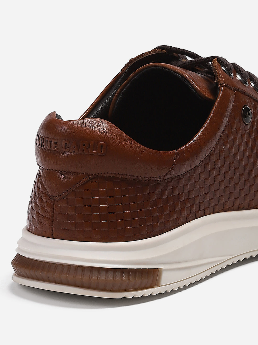 Mens Tan Solid Lace Up Genuine Leather Casual Sneaker