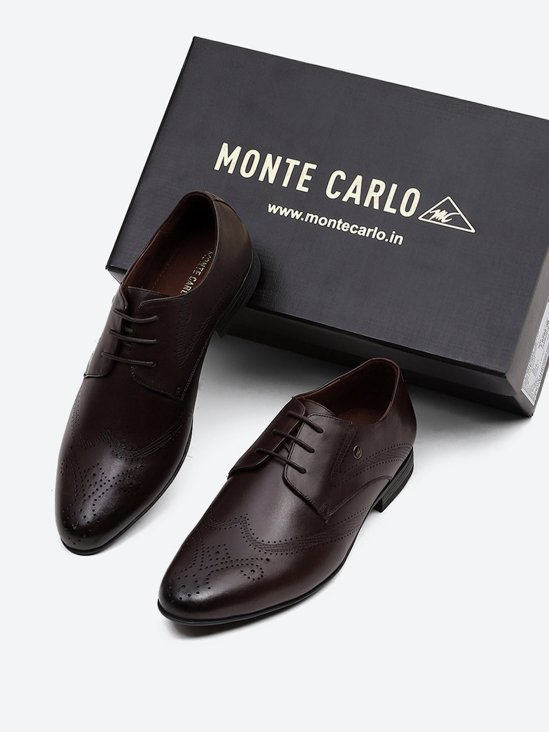 Men Brown Lace Up Leather Formal Derby