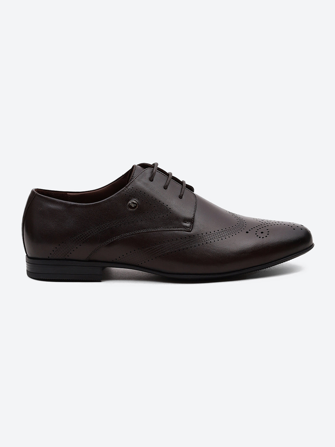 Men Brown Lace Up Leather Formal Derby