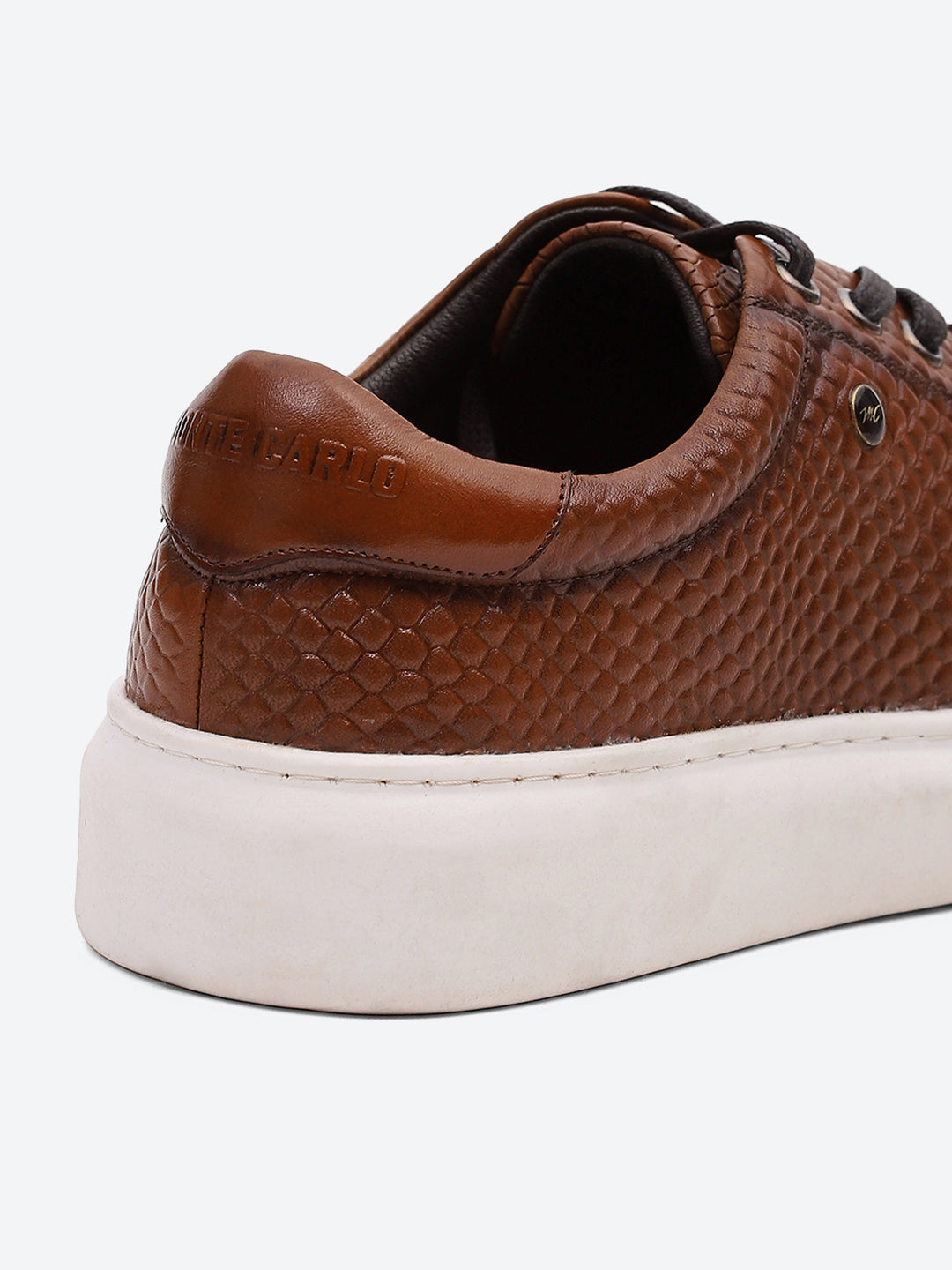 Men Tan Lace Up Leather Sneakers - Stylish & Comfortable