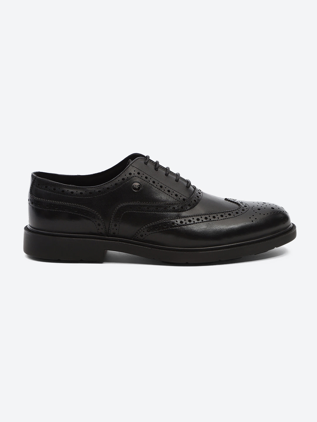 Men Black Lace Up Leather Formal Oxfords