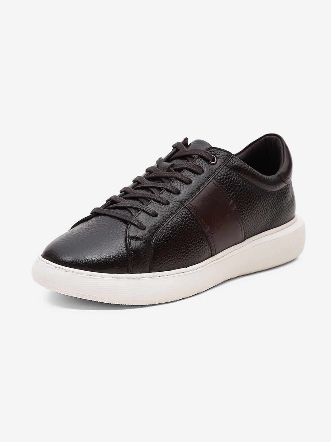 Men Brown Lace Up Leather Sneakers - Stylish & Comfortable