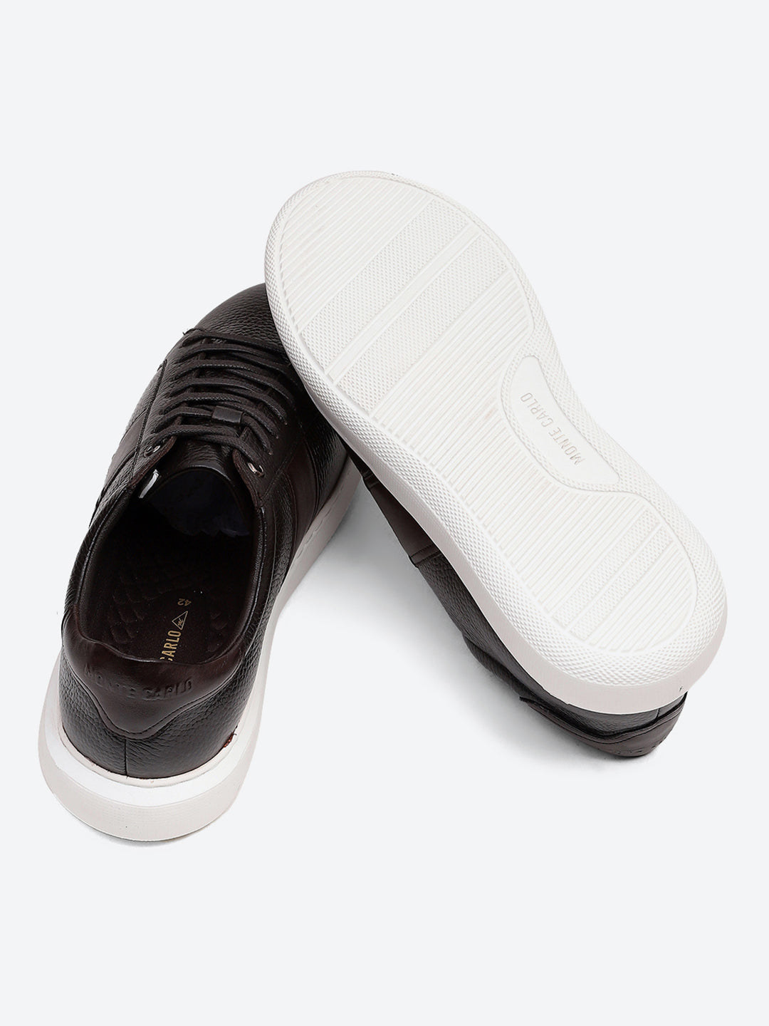 Men Brown Lace Up Leather Sneakers - Stylish & Comfortable