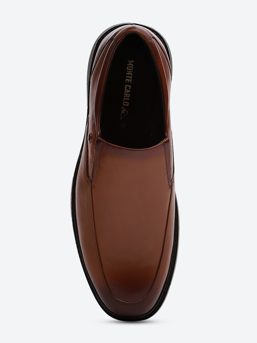 Men Tan Leather Slip on Shoes