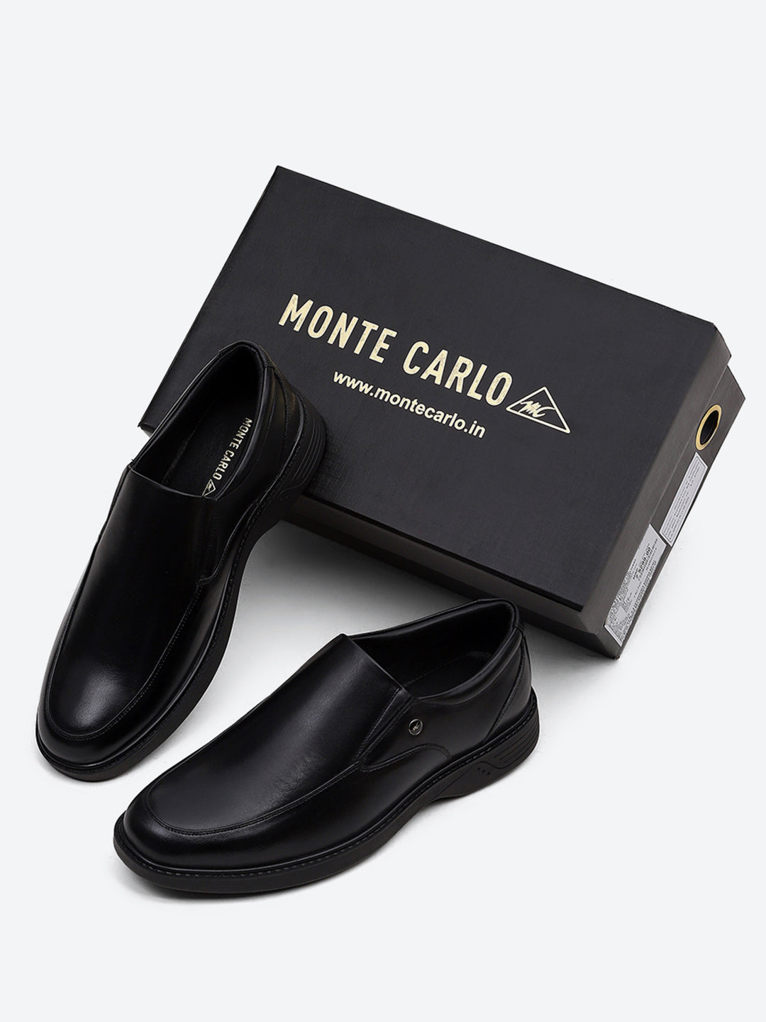 Men Black Leather Slip on Shoes