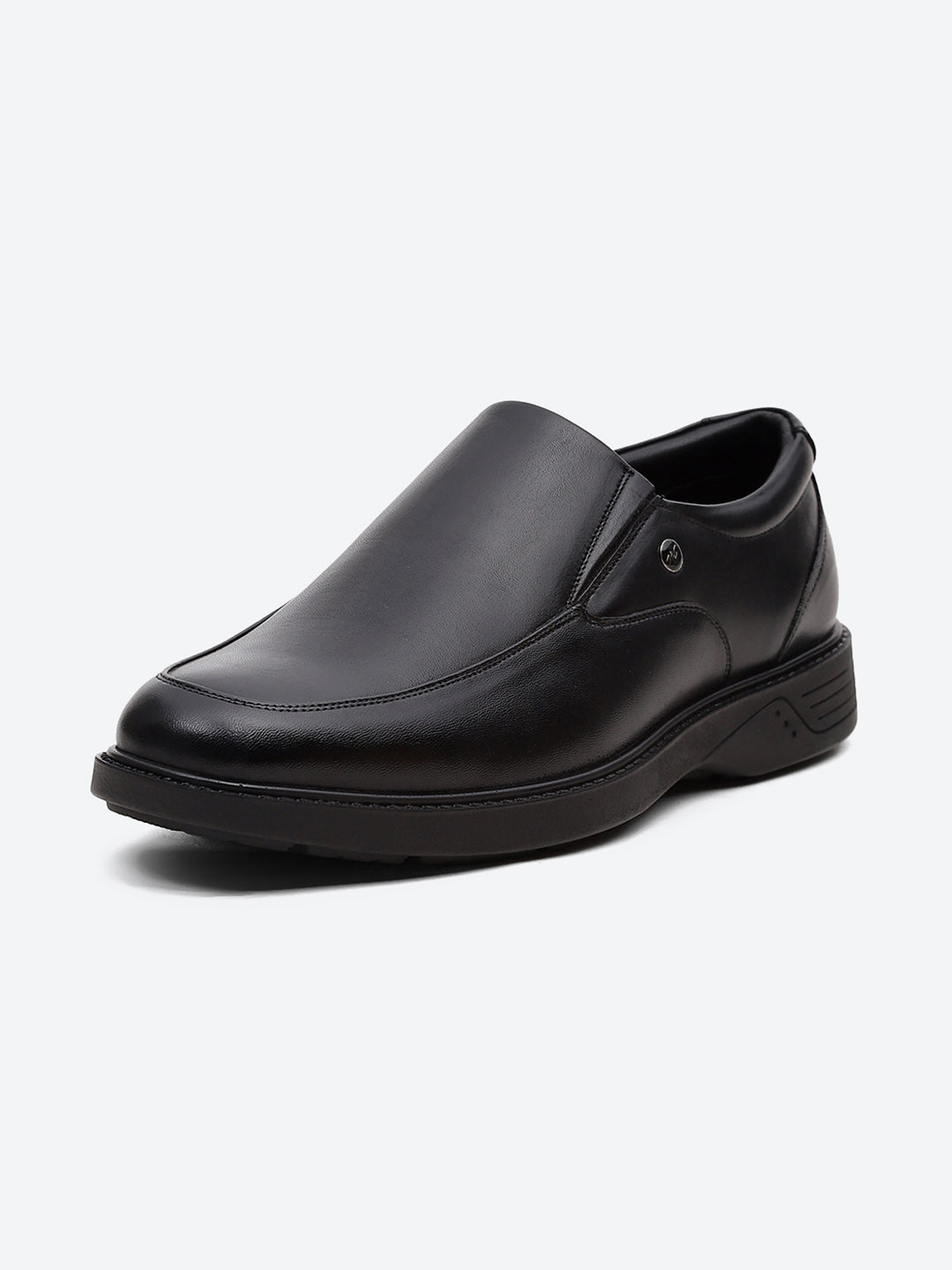 Men Black Leather Slip on Shoes