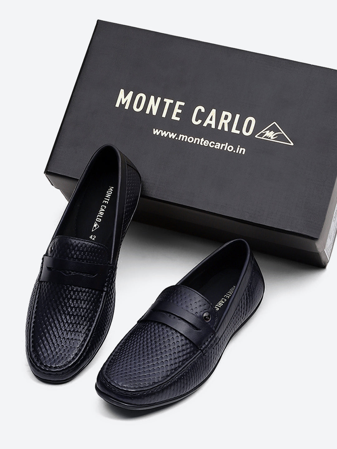 Men Navy Blue Comfortable Slip on Leather Loafers