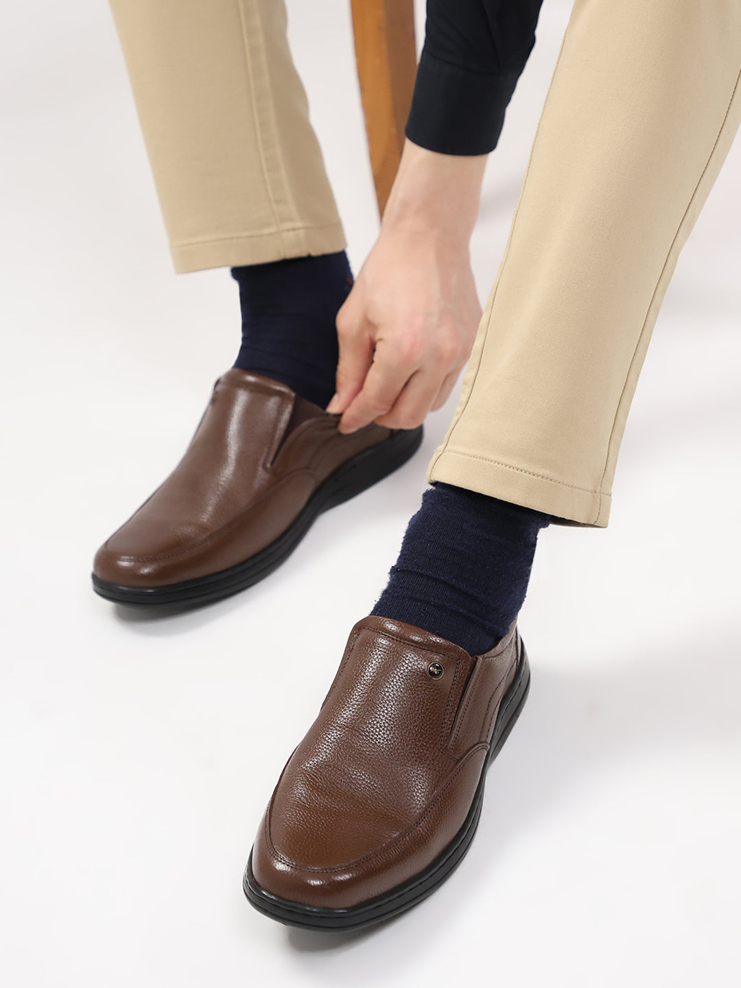 Monte Carlo Brown Comfort Slip on Formal Shoes for Men