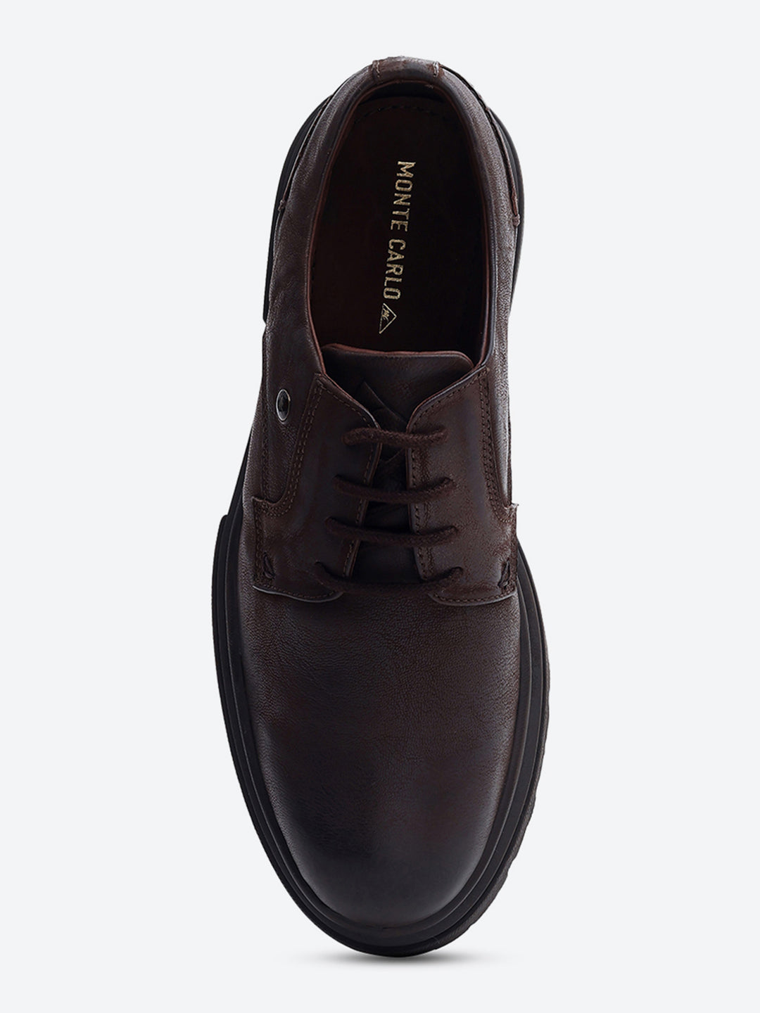 Men Brown Lace Up Leather Chunky Shoes