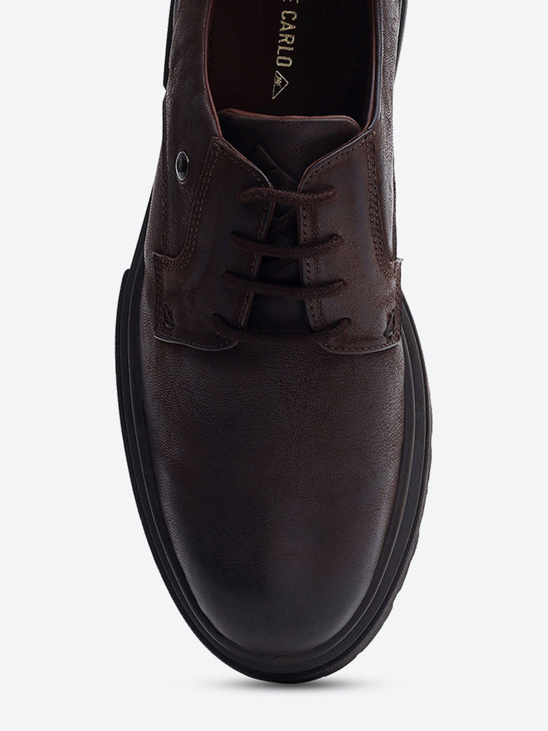 Men Brown Lace Up Leather Chunky Shoes