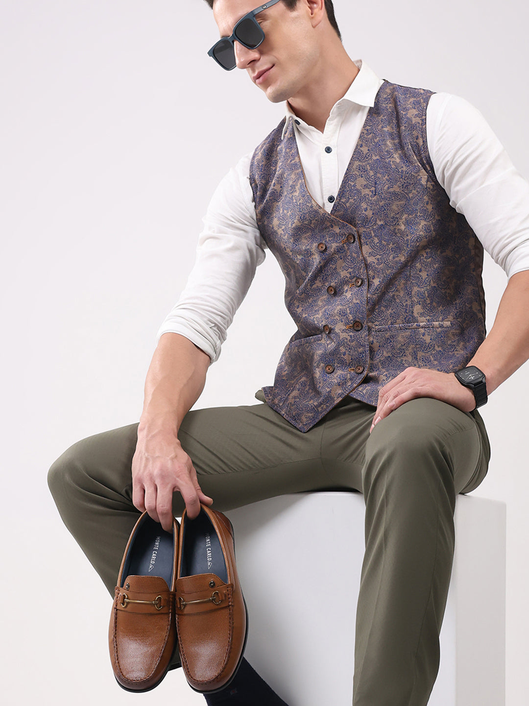 Men Tan Slip on Genuine Leather Loafers