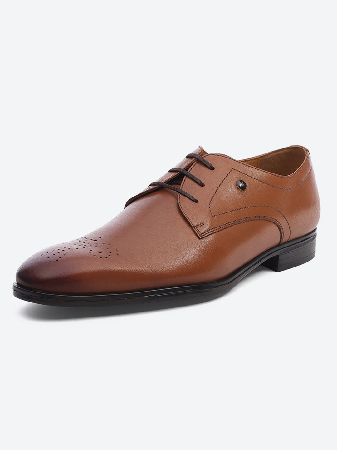 Men Tan Lace Up Genuine Leather Formal Shoes