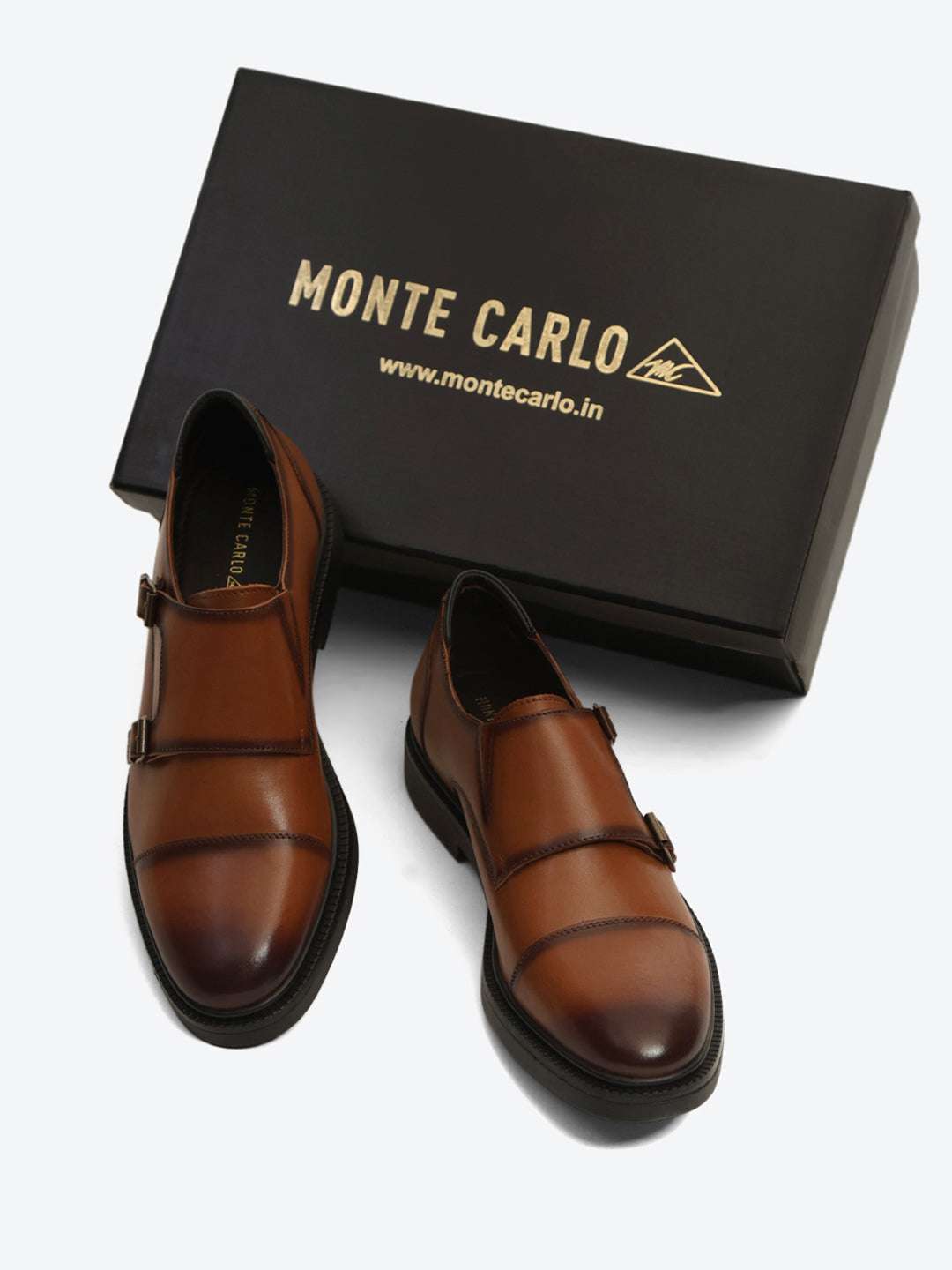 Monte Carlo Tan Double Monk Strap Formal Shoes for Men