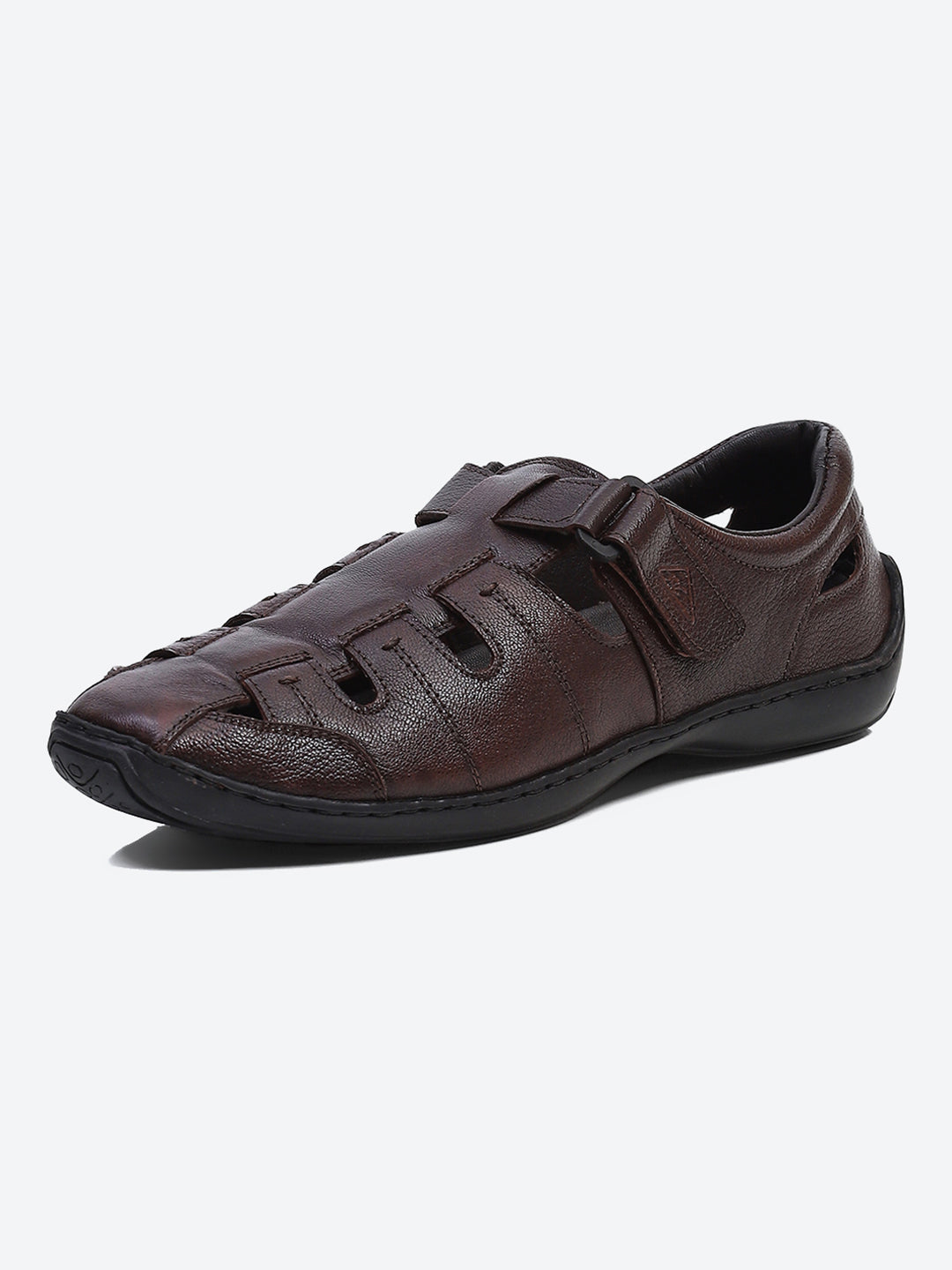 Men Brown Velcro Leather Sandals