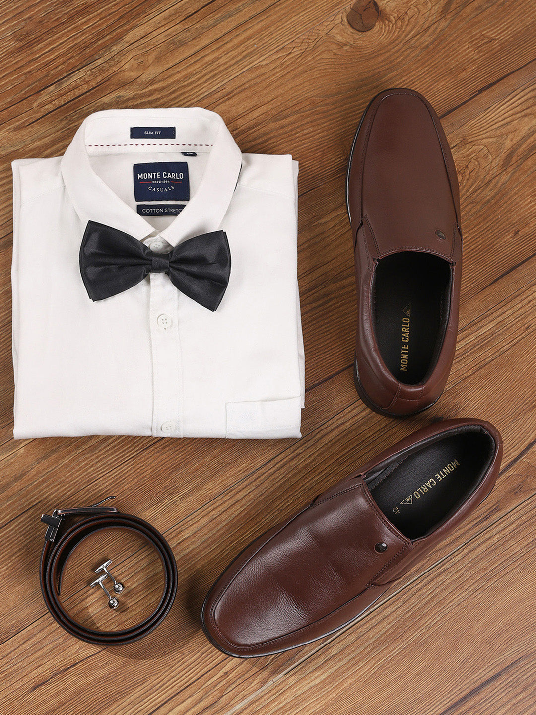 Men Brown Slip on Leather Shoes