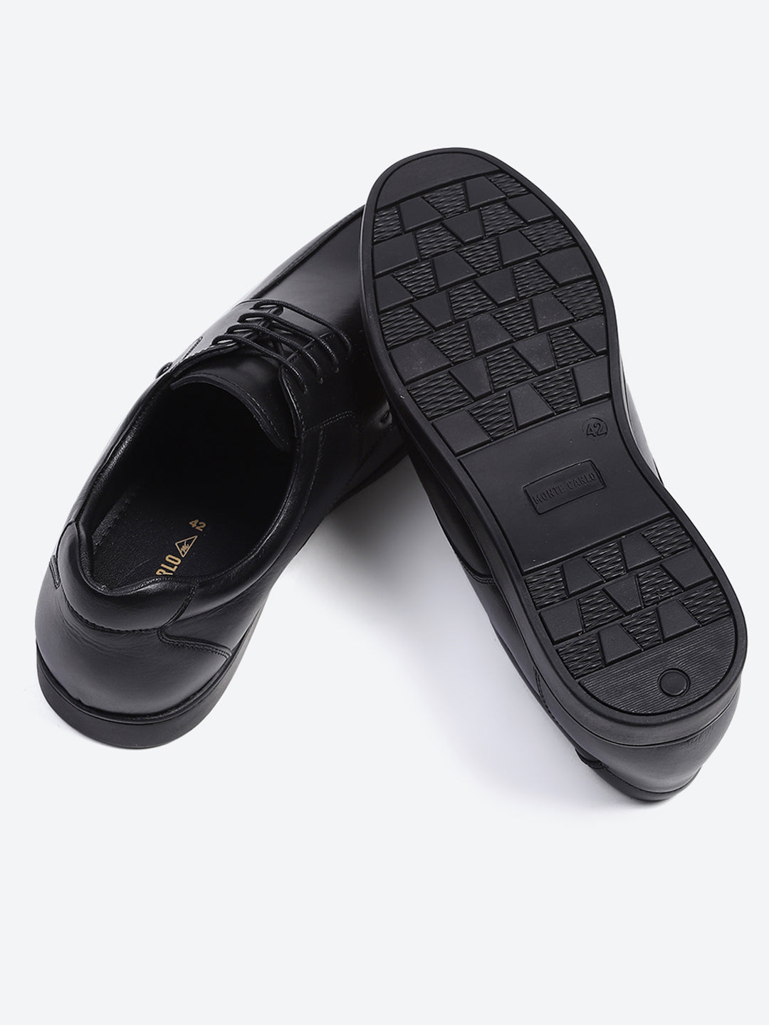 Men Black Solid Lace Up Genuine Leather Formal Derby