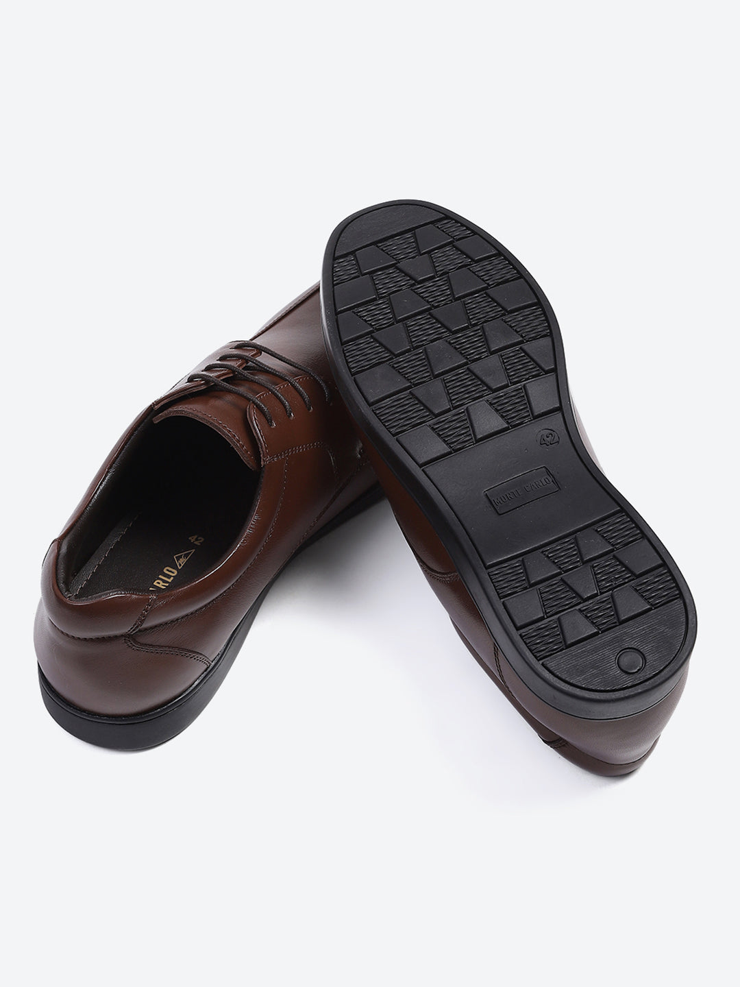 Men Brown Solid Lace Up Genuine Leather Formal Derby