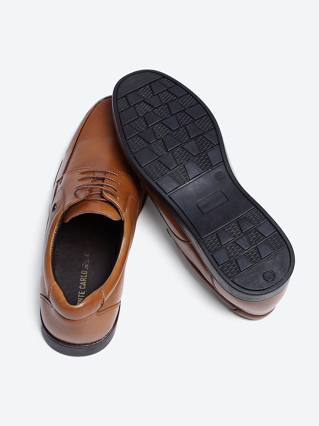 Men Tan Lace Up Leather Formal Derbys