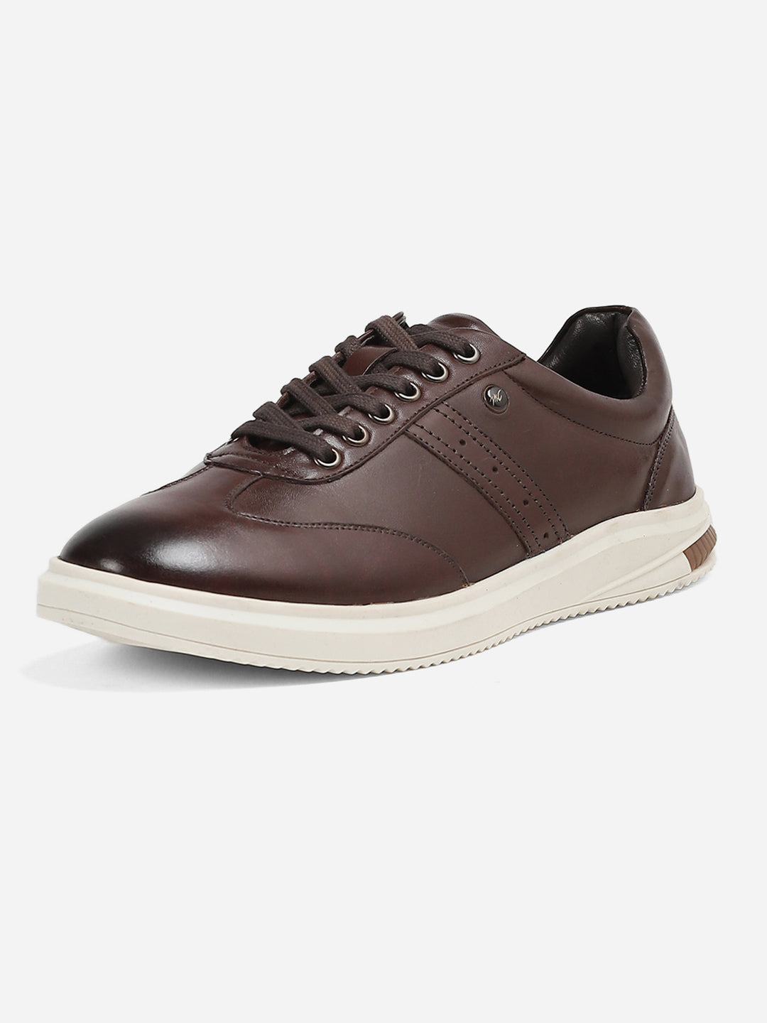 Men Brown Lace-Up Genuine Leather Casual Sneaker