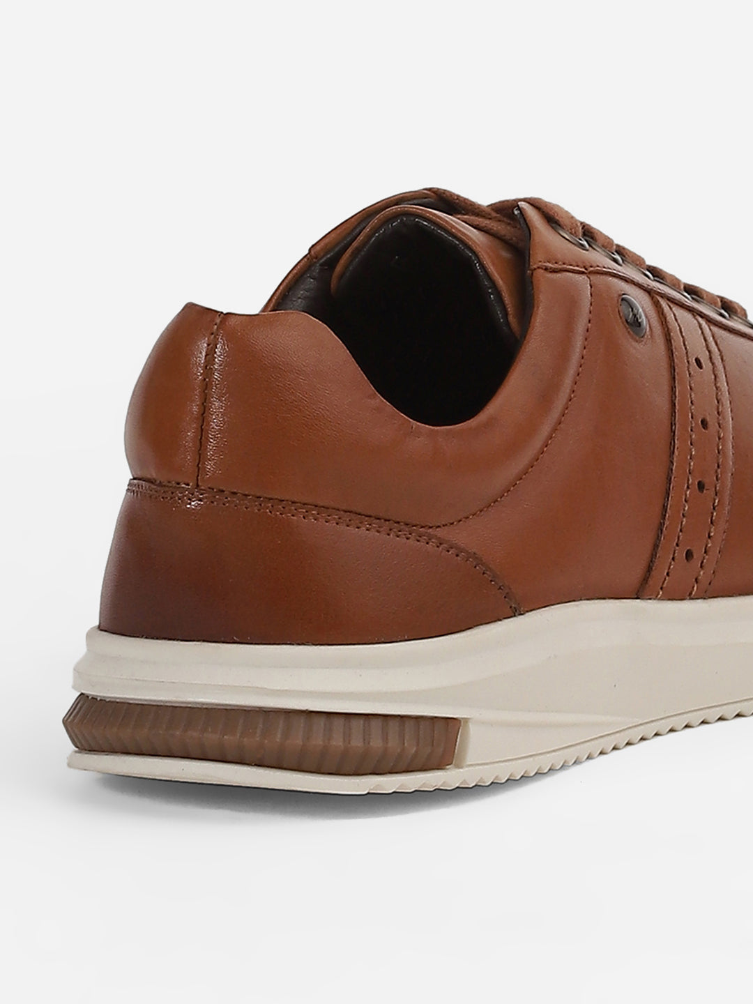 Men Tan Lace-Up Genuine Leather Casual Sneaker