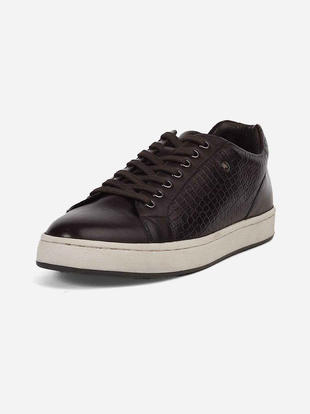 Men Brown Lace-Up Genuine Leather Casual Sneaker