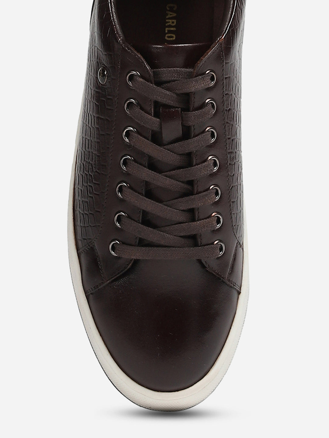 Men Brown Lace-Up Genuine Leather Casual Sneaker