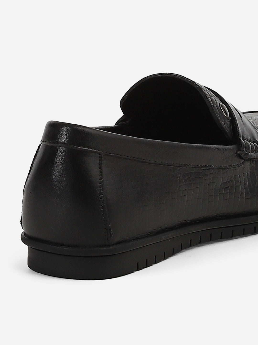 Men Black Slip-On Genuine Leather Loafer